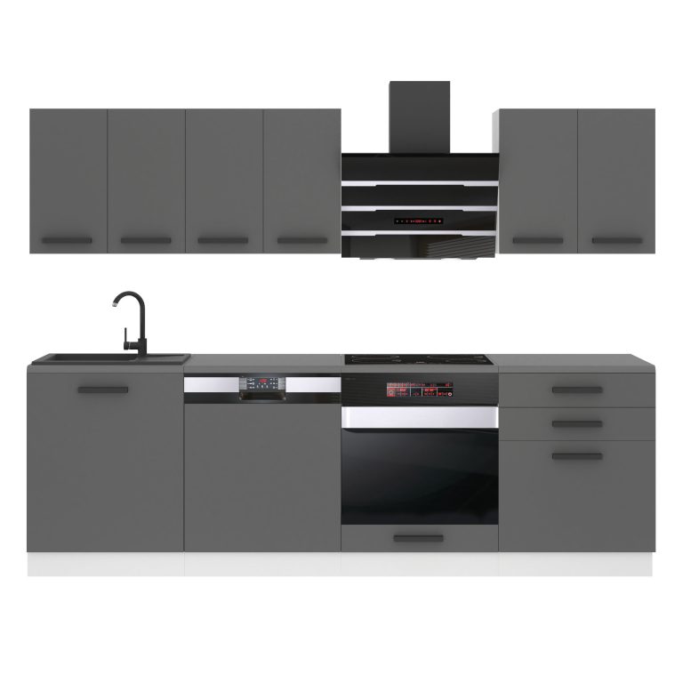 Meble kuchenne Premium Full Version 240 cm szare antracyt grafitowe z blatem Producent TOR SUSAN/0/WT/SR/B/B1