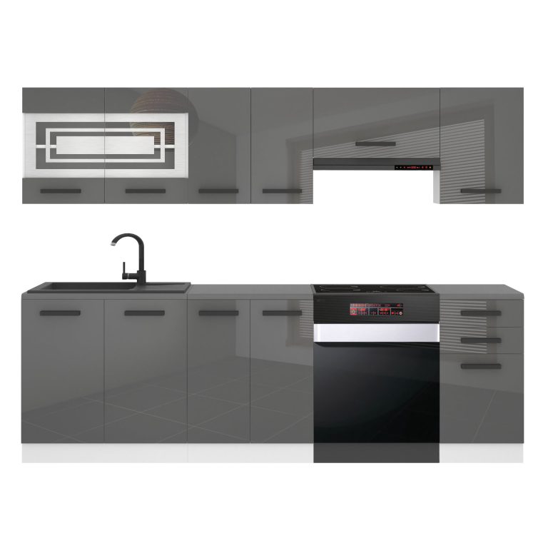 Meble kuchenne Premium Full Version 240 cm szare połysk bez blatu Producent INF LILY/0/WT/S/0/B1