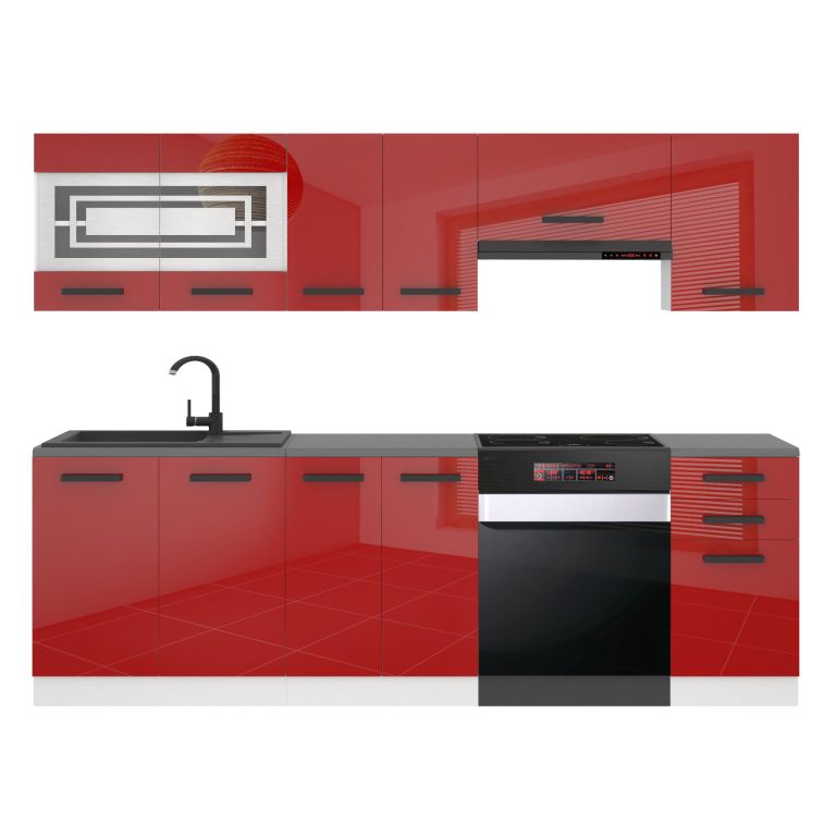 Meble kuchenne Premium Full Version 240 cm czerwone połysk bez blatu Producent INF LILY/0/WT/R/0/B1