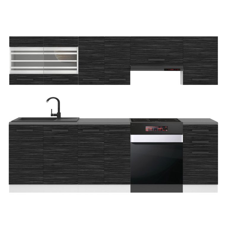 Meble kuchenne Premium Full Version 240 cm czarne heban ciemne z blatem Producent TOR LILY/0/WT/HK/B/B1