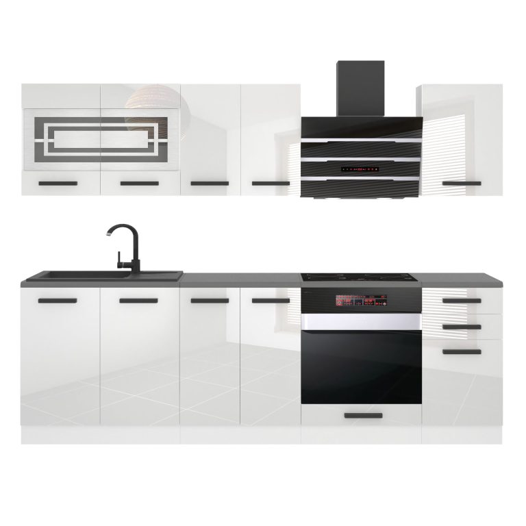 Meble kuchenne Premium Full Version 240 cm białe połysk bez blatu Producent INF MARGARET/0/WT/W/0/B1