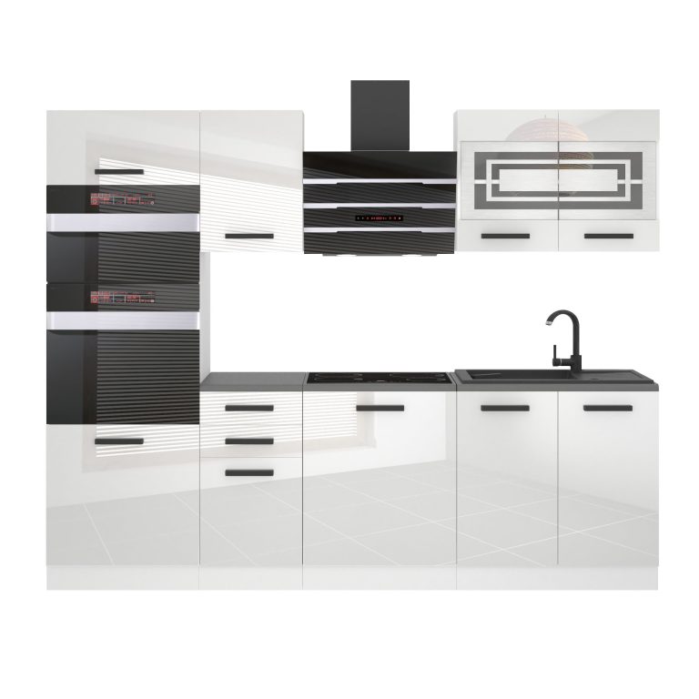 Meble kuchenne Premium Full Version 240 cm białe połysk z blatem Producent INF TRACY/0/WT/W/B/B1