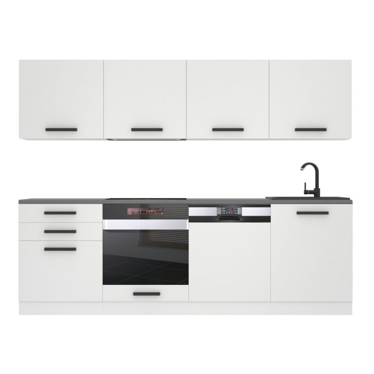 Meble kuchenne Premium Full Version 240 cm białe mat bez blatu Producent TOR ALICE/0/WT/WT/0/B1