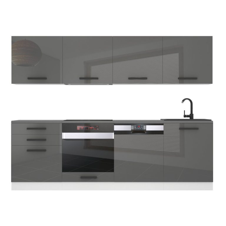 Meble kuchenne Premium Full Version 240 cm szare połysk bez blatu Producent INF ALICE/0/WT/S/0/ B1