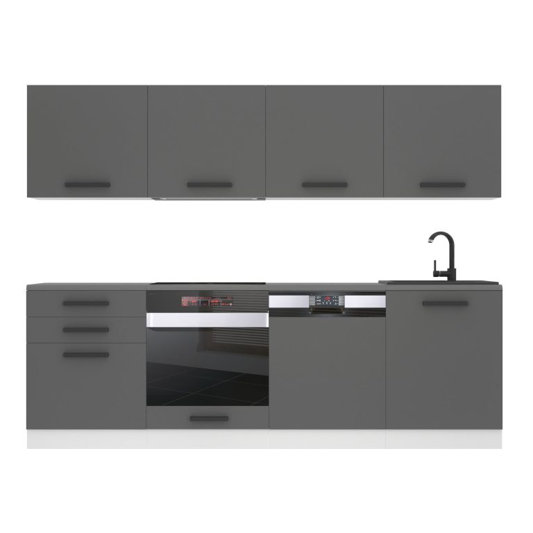 Meble kuchenne Premium Full Version 240 cm szare antracyt grafitowe z blatem Producent TOR ALICE/0/WT/SR/B/ B1