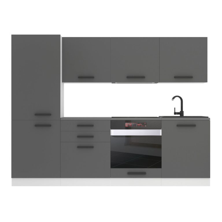 Meble kuchenne Premium Full Version 240 cm szare antracyt grafitowe z blatem Producent TOR SANDY/0/WT/SR/B/B1