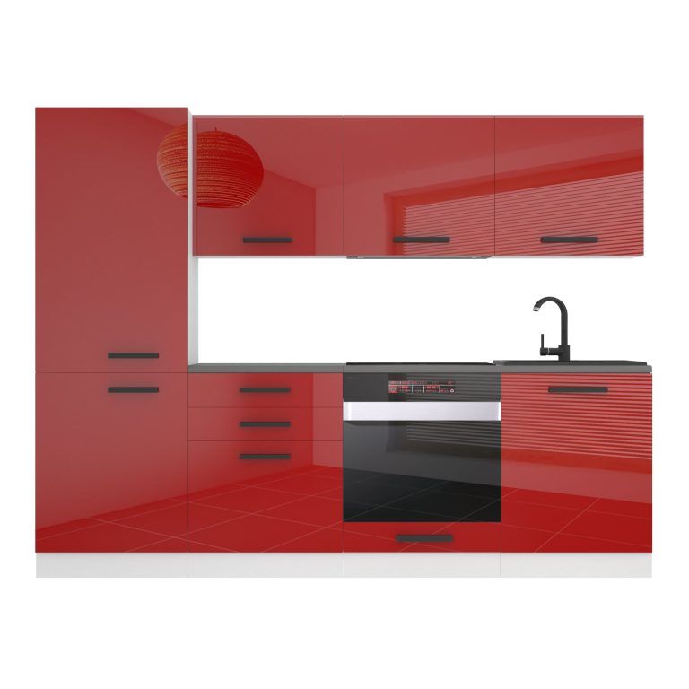 Meble kuchenne Premium Full Version 240 cm czerwone połysk z blatem Producent INF SANDY/0/WT/R/B/B1