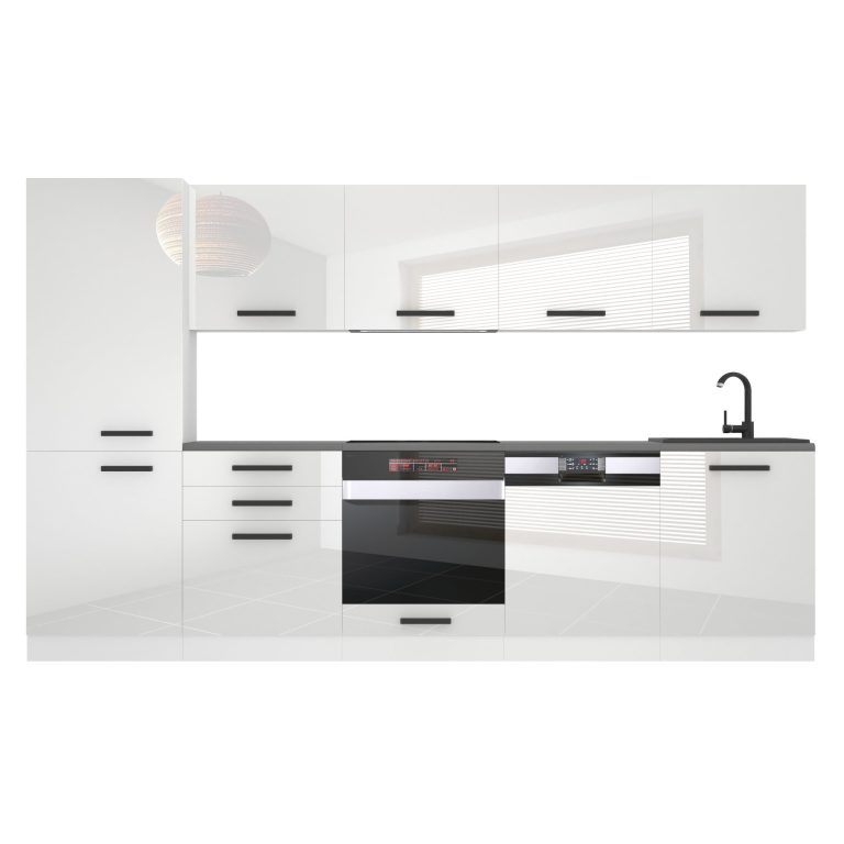Meble kuchenne Premium Full Version 300 cm białe połysk z blatem Producent INF ROSE/0/WT/W/B/B1