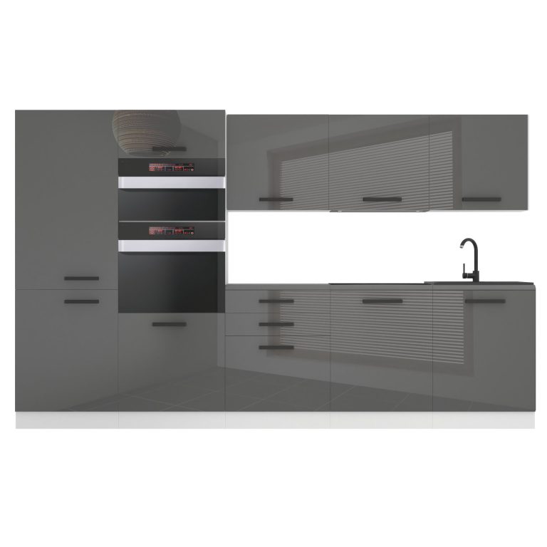 Meble kuchenne Premium Full Version 300 cm szare połysk bez blatu Producent INF GRACE/0/WT/S/0/B1