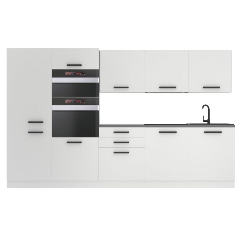 Meble kuchenne Premium Full Version 300 cm białe mat z blatem Producent TOR GRACE/0/WT/WT/B/B1