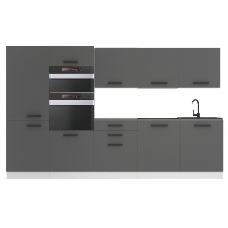 Meble kuchenne Premium Full Version 300 cm szare antracyt grafitowe z blatem Producent TOR GRACE/0/WT/SR/B/B1
