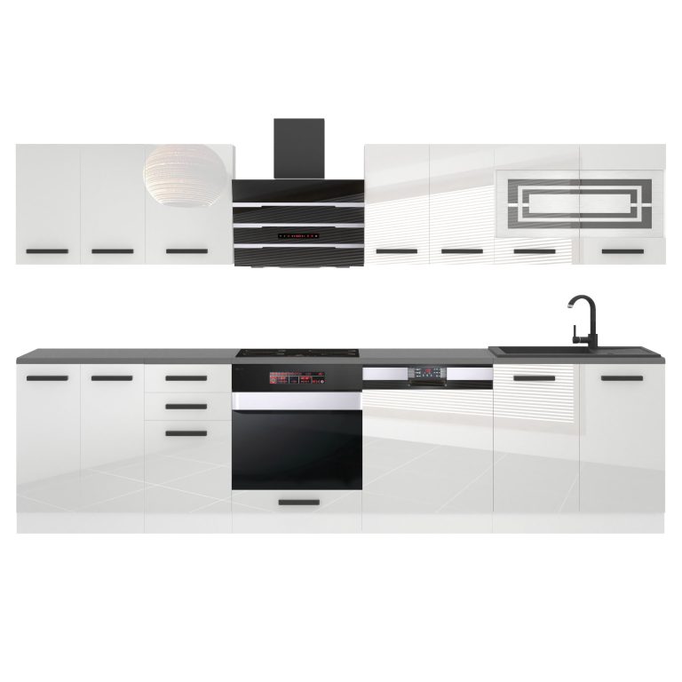 Meble kuchenne Premium Full Version 300 cm białe połysk z blatem Producent INF LUCY/0/WT/W/B/B1