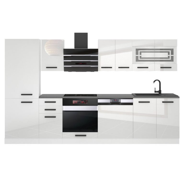 Meble kuchenne Premium Full Version 300 cm białe połysk z blatem Producent INF CINDY/0/WT/W/B/B1