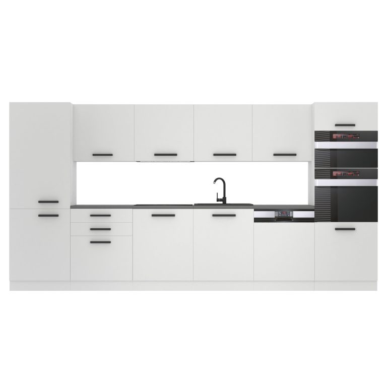 Meble kuchenne Premium Full Version 360 cm białe mat z blatem Producent TOR NAOMI/0/WT/WT/B/B1