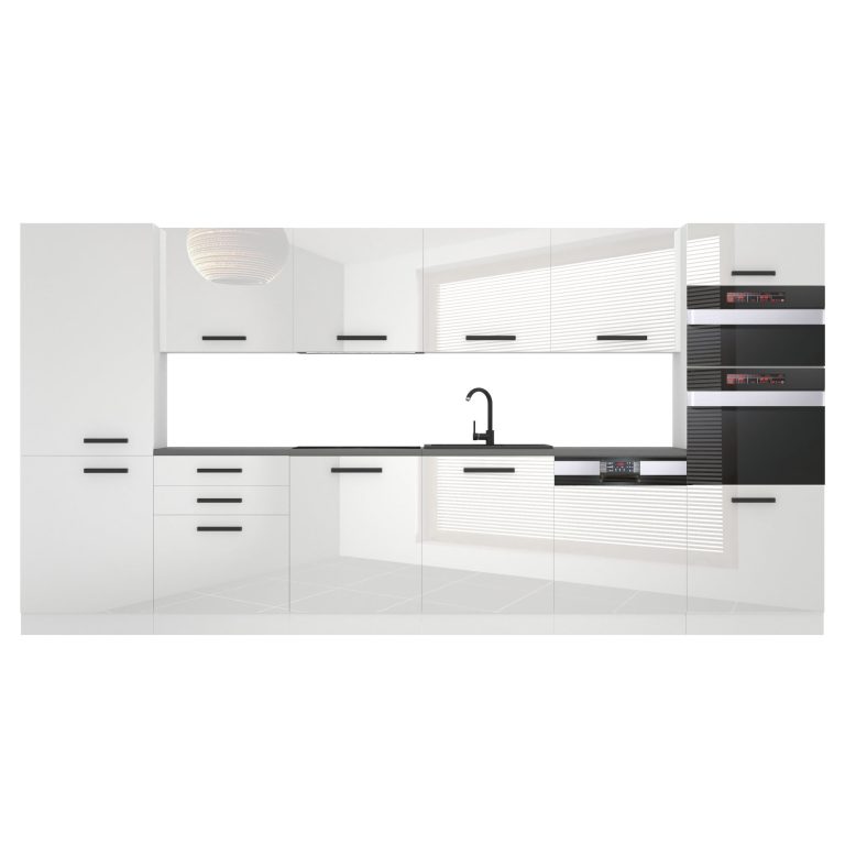 Meble kuchenne Premium Full Version 360 cm białe połysk z blatem Producent INF NAOMI/0/WT/W/B/B1