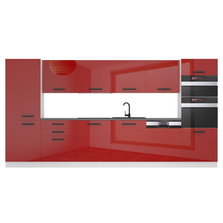 Meble kuchenne Premium Full Version 360 cm czerwone połysk z blatem Producent INF NAOMI/0/WT/R/B/B1