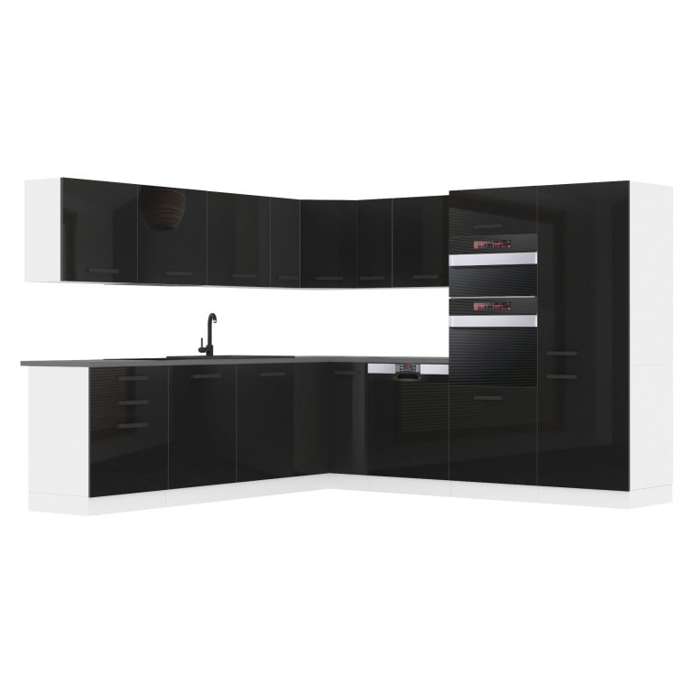 Meble kuchenne Premium Full Version 540 cm czarne połysk z blatem Producent INF JANE/0/WT/B/B/B1