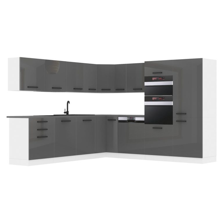 Meble kuchenne Premium Full Version 540 cm szare połysk z blatem Producent INF JANE/0/WT/S/B/B1