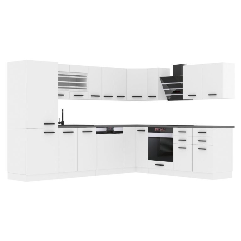 Meble kuchenne Premium Full Version 520 cm białe mat z blatem Producent TOR JULIE/0/WT/WT/B/B1