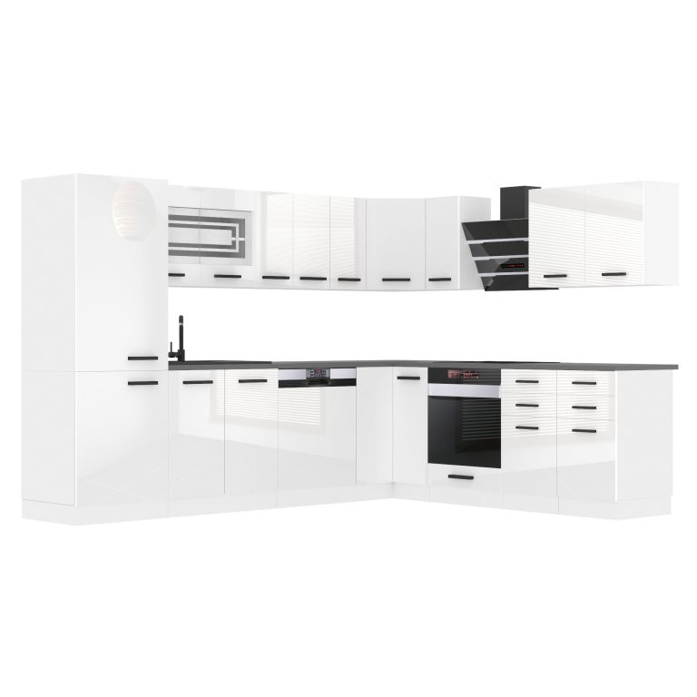 Meble kuchenne Premium Full Version 520 cm białe połysk z blatem Producent INF JULIE/0/WT/W/B/B1