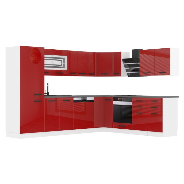 Meble kuchenne Premium Full Version 520 cm czerwone połysk z blatem Producent INF JULIE/0/WT/R/B/B1