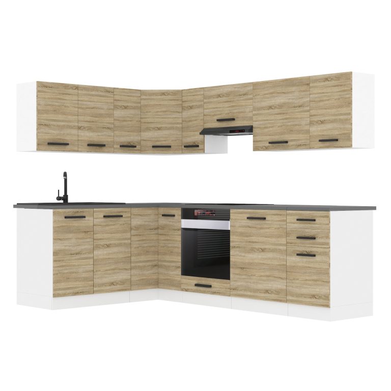 Meble kuchenne Premium Full Version 420 cm dębowe dąb wotan dąb sonoma z blatem Producent TOR JANET/0/WT/DS/B/B1
