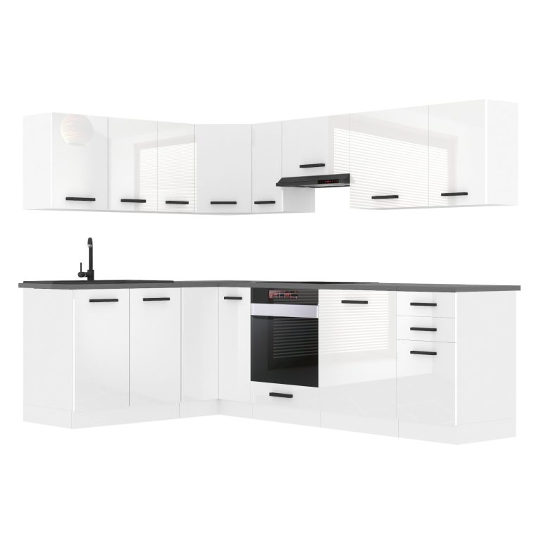 Meble kuchenne Premium Full Version 420 cm białe połysk z blatem Producent INF JANET/0/WT/W/B/B1