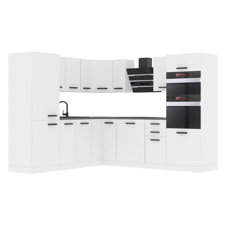 Meble kuchenne Premium Full Version 480 cm białe mat z blatem Producent TOR STACY/0/WT/WT/B/B1
