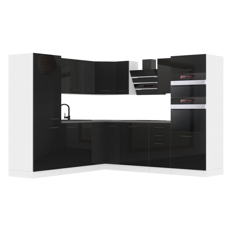 Meble kuchenne Premium Full Version 480 cm czarne połysk z blatem Producent INF STACY/0/WT/B/B/B1