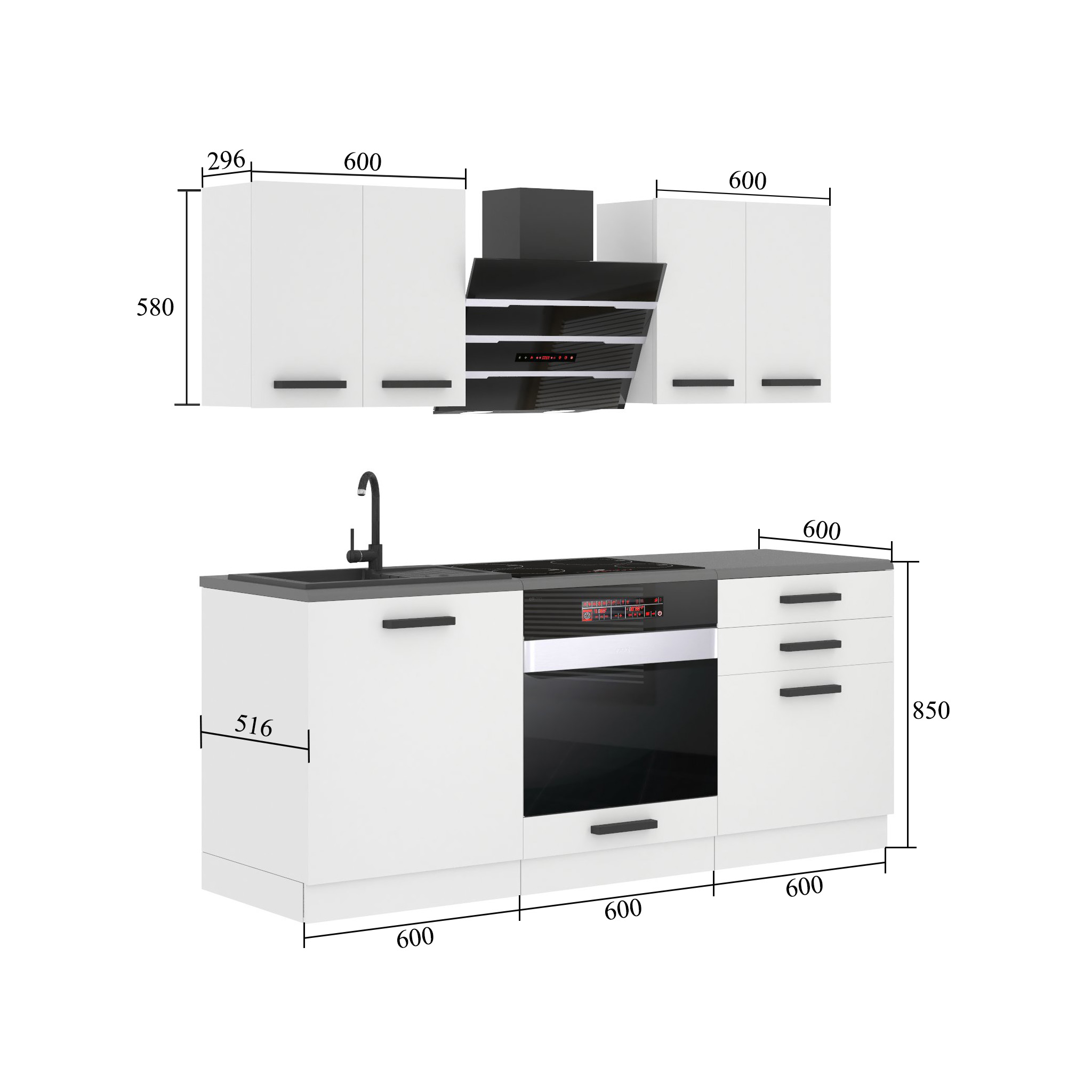 Meble kuchenne Premium Full Version 180 cm szare antracyt grafitowe bez blatu Producent TOR MARY/0/WT/GW/0/B1