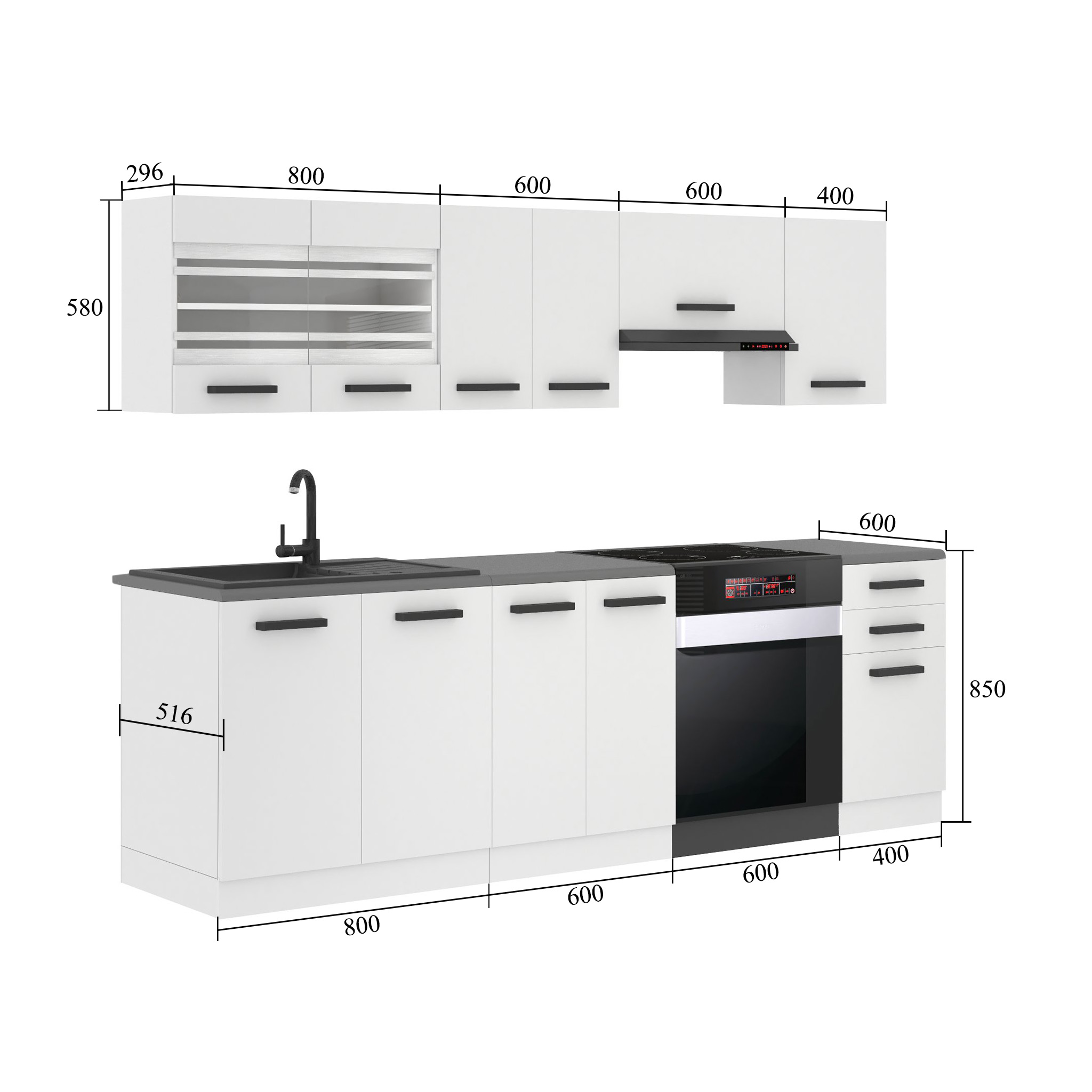 Meble kuchenne Premium Full Version 240 cm szare połysk bez blatu Producent INF LILY/0/WT/S/0/B1