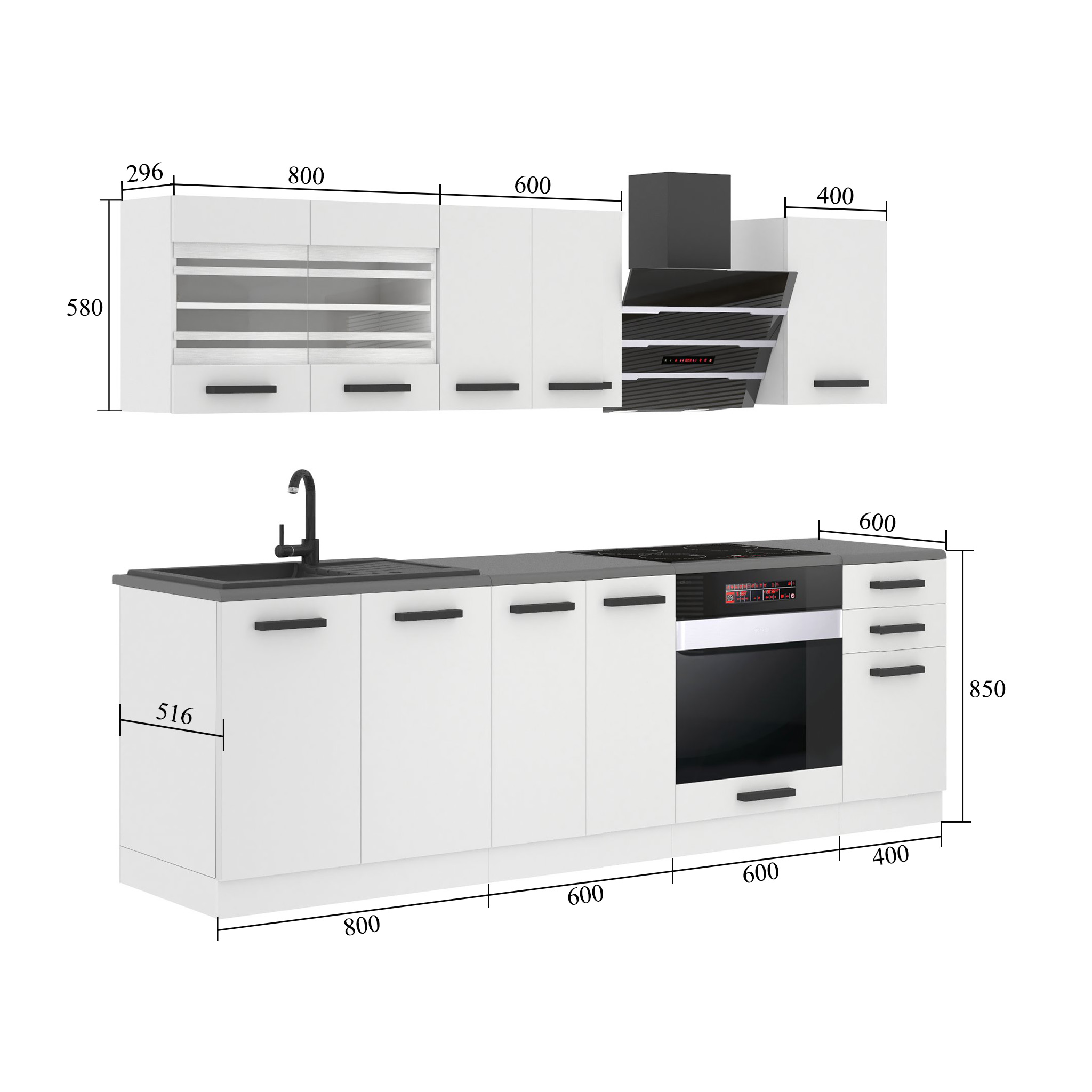 Meble kuchenne Premium Full Version 240 cm białe mat bez blatu Producent TOR MARGARET/0/WT/WT/0/B1