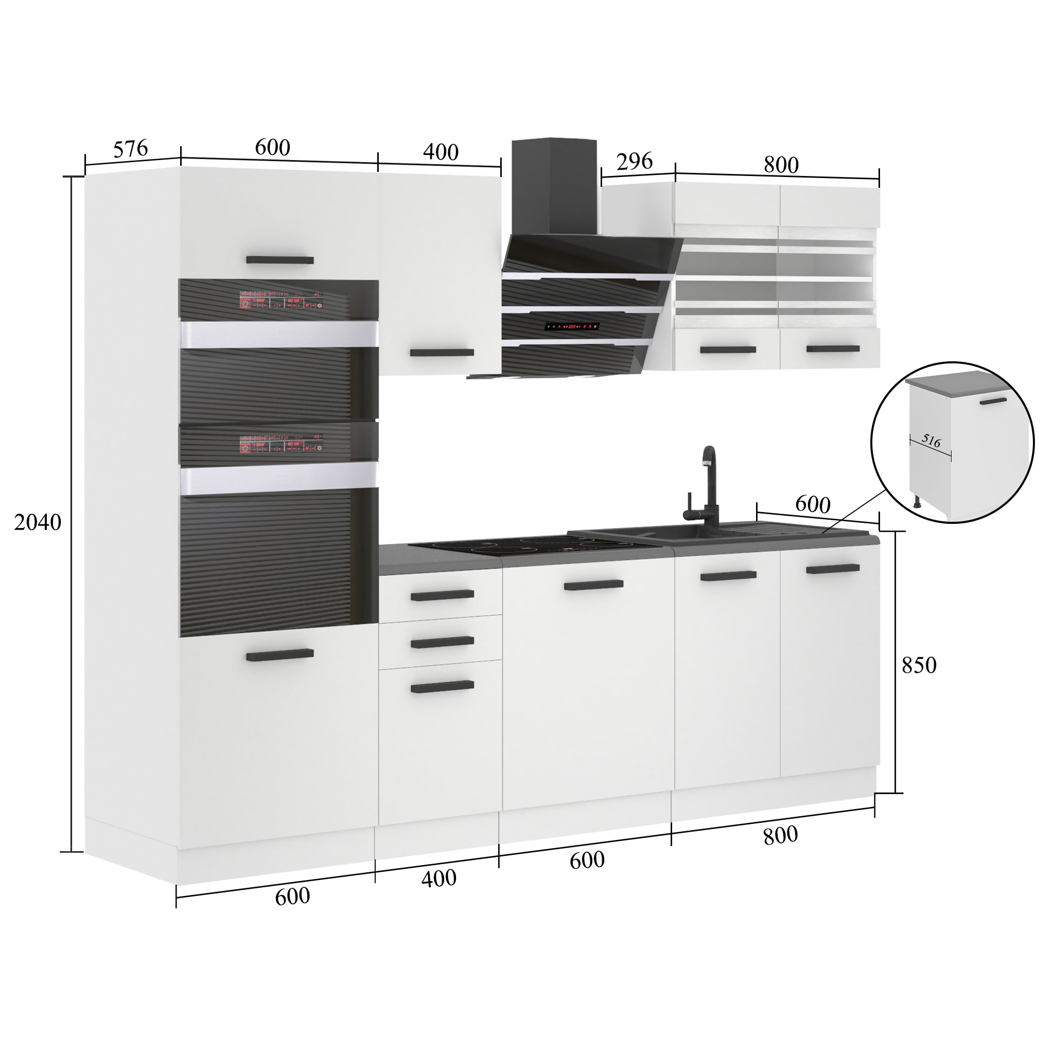 Meble kuchenne Premium Full Version 240 cm dębowe dąb wotan dąb sonoma bez blatu Producent TOR TRACY/0/WT/DW/0/B1