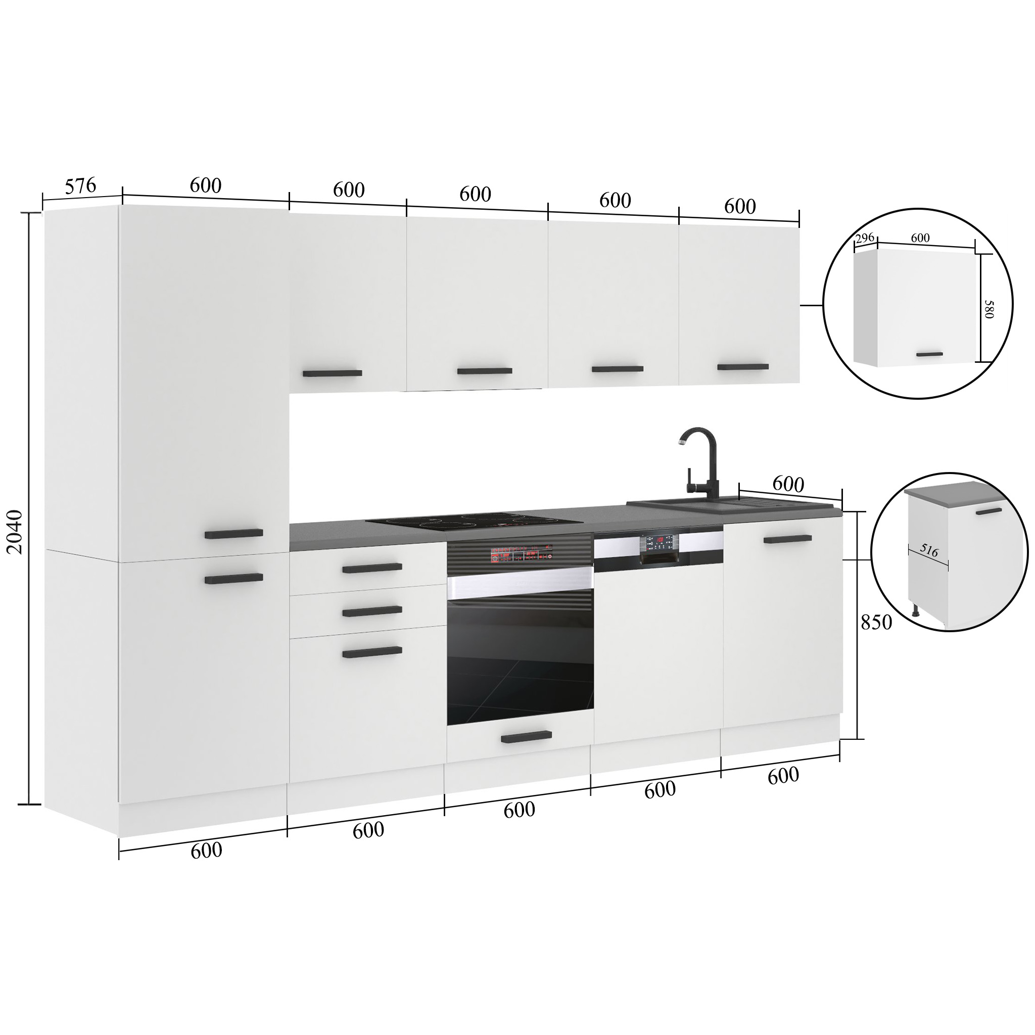 Meble kuchenne Premium Full Version 300 cm czerwone połysk z blatem Producent INF ROSE/0/WT/R/B/B1