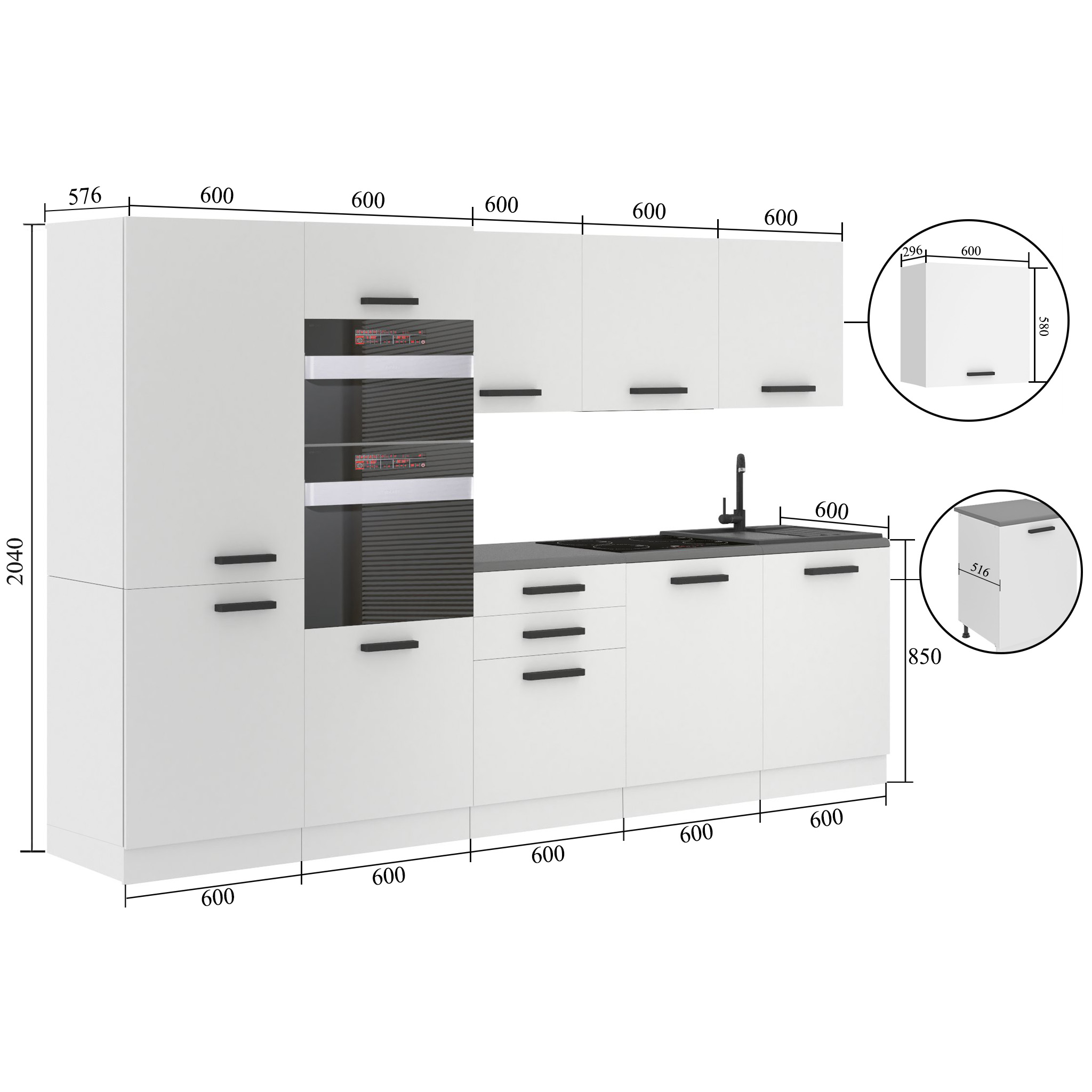Meble kuchenne Premium Full Version 300 cm białe połysk bez blatu Producent INF GRACE/0/WT/W/0/B1