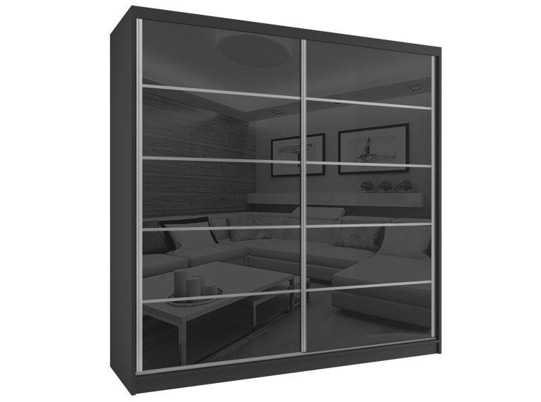 Szafa przesuwna 200 cm czarny połysk Producent BH SZP1/2/B/WI/5B/HI