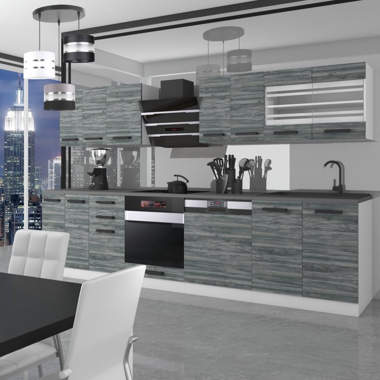 Meble kuchenne Premium Full Version 300 cm szare antracyt grafitowe bez blatu Producent TOR LUCY/0/WT/GW/0/B1