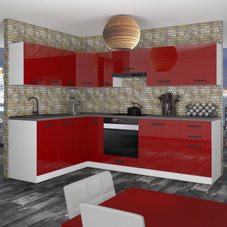 Meble kuchenne Premium Full Version 420 cm czerwone połysk bez blatu Producent INF JANET/0/WT/R/0/B1
