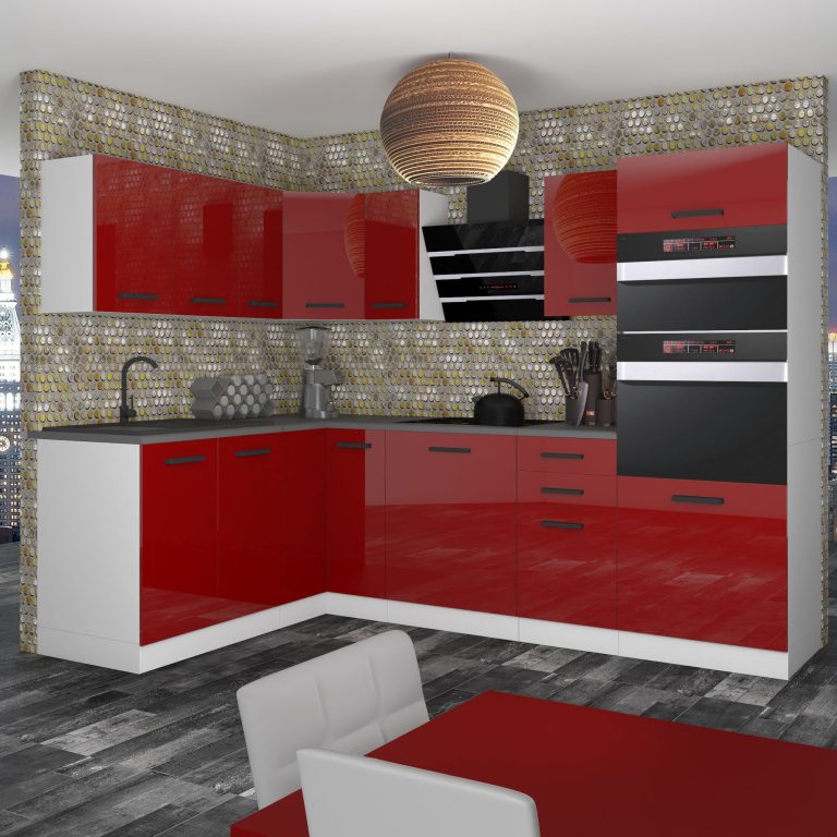 Meble kuchenne Premium Full Version 420 cm czerwone połysk bez blatu Producent INF MELANIE/0/WT/R/0/B1