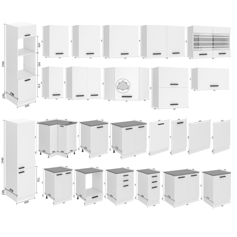 Szafka kuchenna górna narożna 60cm TOR SGN60/0/WT/WT/0/B1/PP