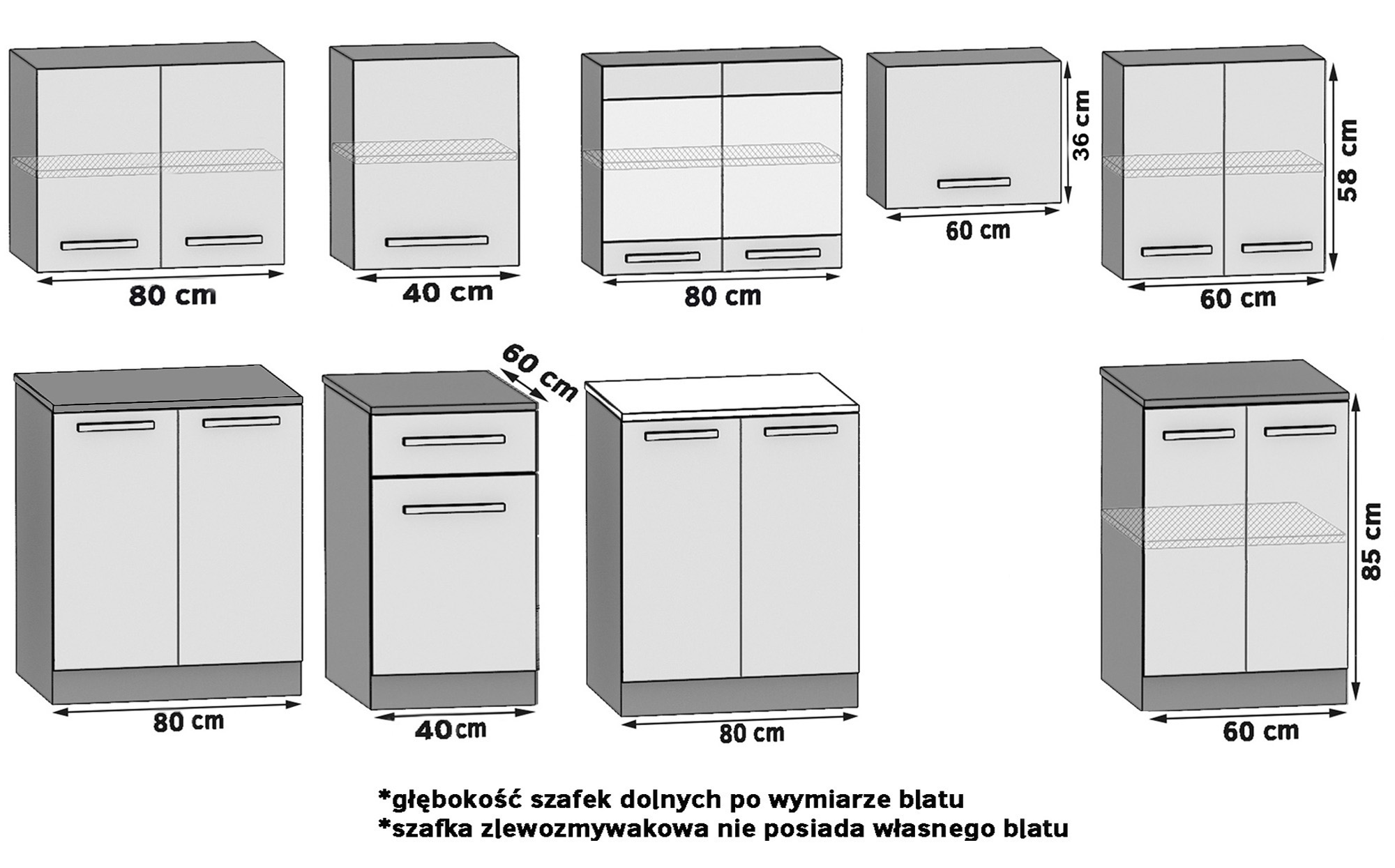 Meble kuchenne 320 cm szare antracyt grafitowe z blatem Producent TOR JULIA/4/WT/SR/0/B1