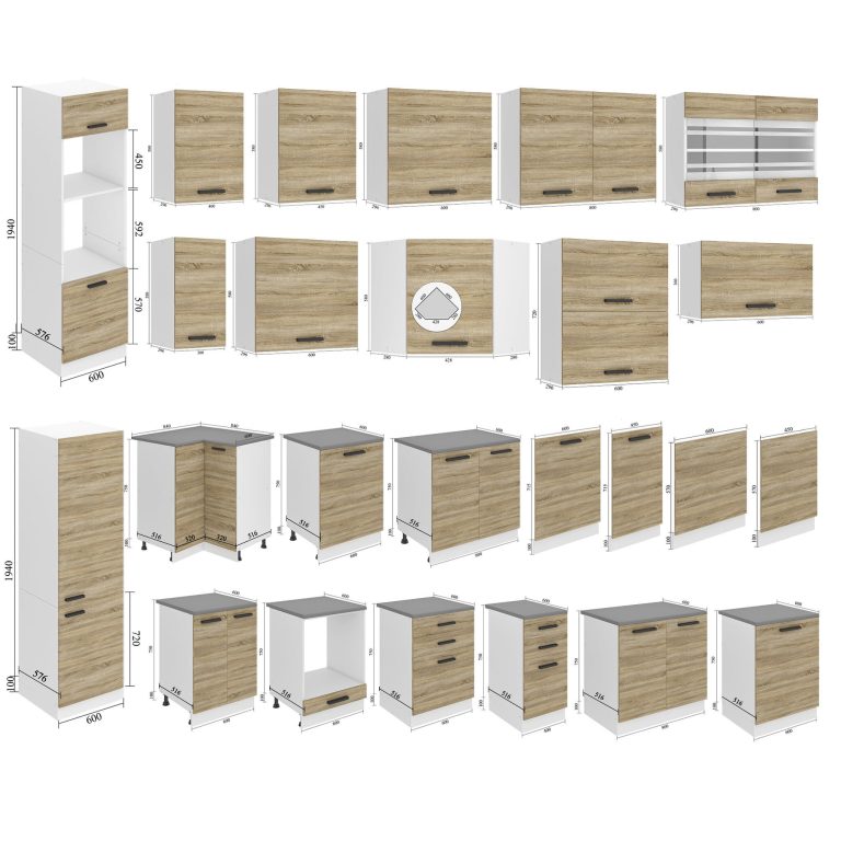 Szafka kuchenna dolna piekarnikowa 60cm TOR SDP60/0/WT/DS/0/B1/PP