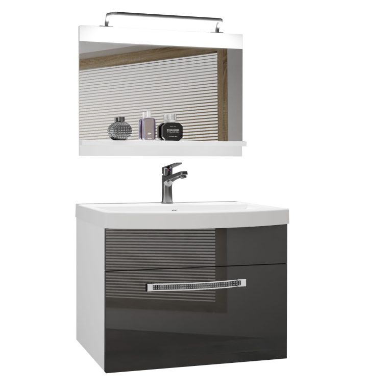 Zestaw mebli łazienkowych Glamour 7 GLA P 1/0/W/S/0/MB/PP