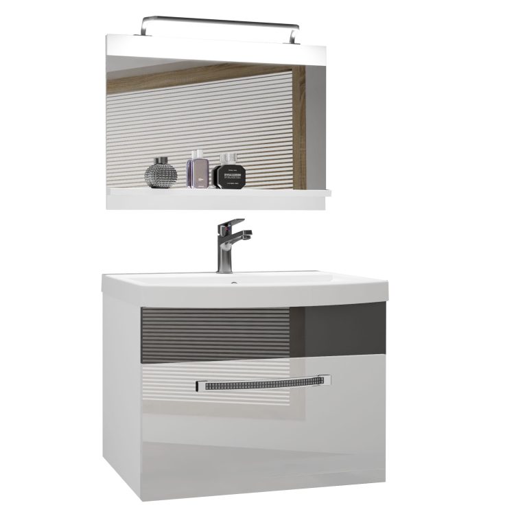 Zestaw mebli łazienkowych Glamour 9 GLA P 1/0/W/WS/0/MB/PP