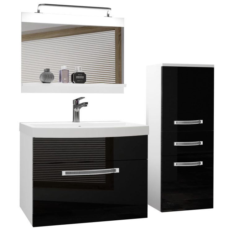 Zestaw mebli łazienkowych Glamour 25 GLA P 2/0/W/B/0/MB/PP