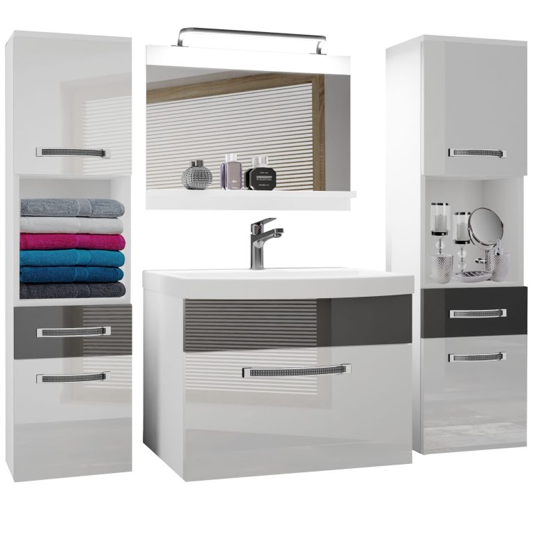 Zestaw mebli łazienkowych Glamour 104 GLA P 6/0/W/WS/0/MB/PP