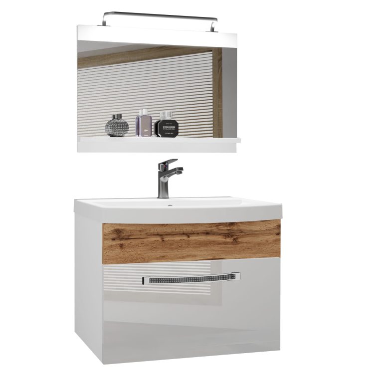 Zestaw mebli łazienkowych Glamour 17 GLA PM 1/0/W/WDW/0/MB/PP