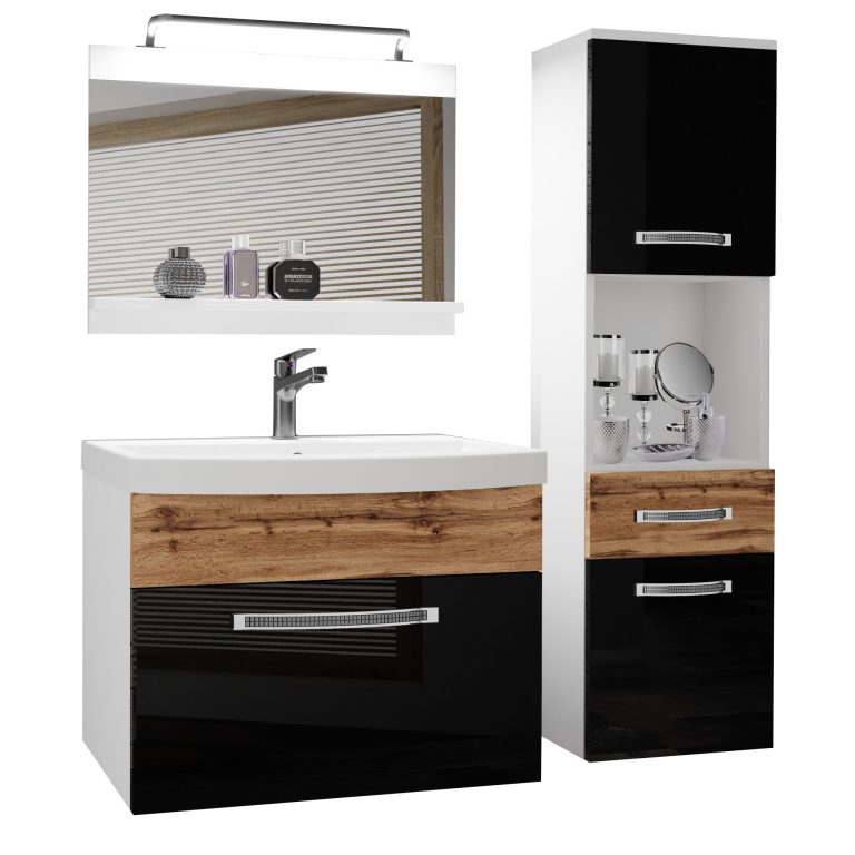 Zestaw mebli łazienkowych Glamour 57 GLA PM 3/0/W/BDW/0/MB/PP