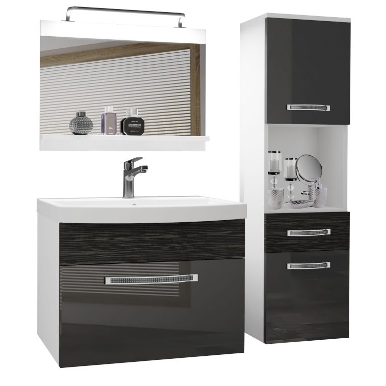 Zestaw mebli łazienkowych Glamour 52 GLA PM 3/0/W/SHK/0/MB/PP