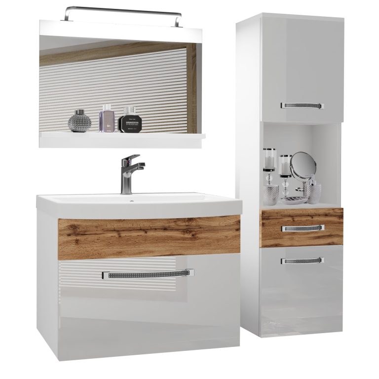 Zestaw mebli łazienkowych Glamour 55 GLA PM 3/0/W/WDW/0/MB/PP